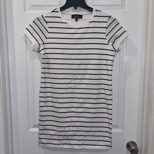 Lulus Cafe Society black and cream striped t-shirt dress SZ XXS